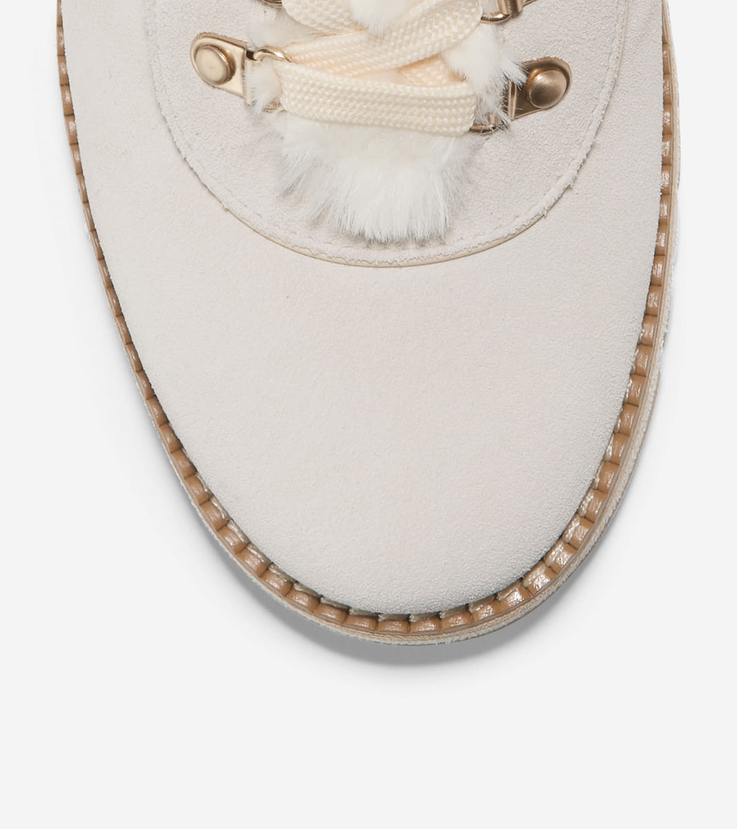 W30060:BIRCH/IVORY SUEDE & TAUPE WOVEN HOUNDSTOOTH PRINTED COLLAR/IVORY FAUX FUR/IVORY WP?